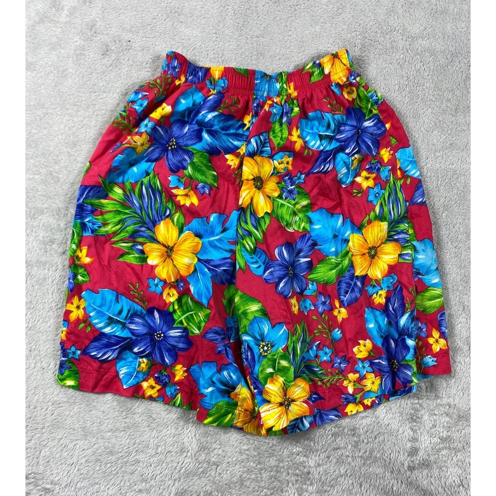 Worthington Shorts Womens 4P All Over Print Tropical Floral Rayon Hawaiian Beach